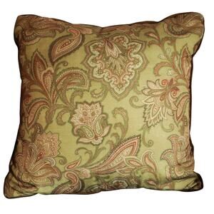 Vintage 90s Y2K Gold Red Paisley Square Pillow Decorative Throw Boho Hippie